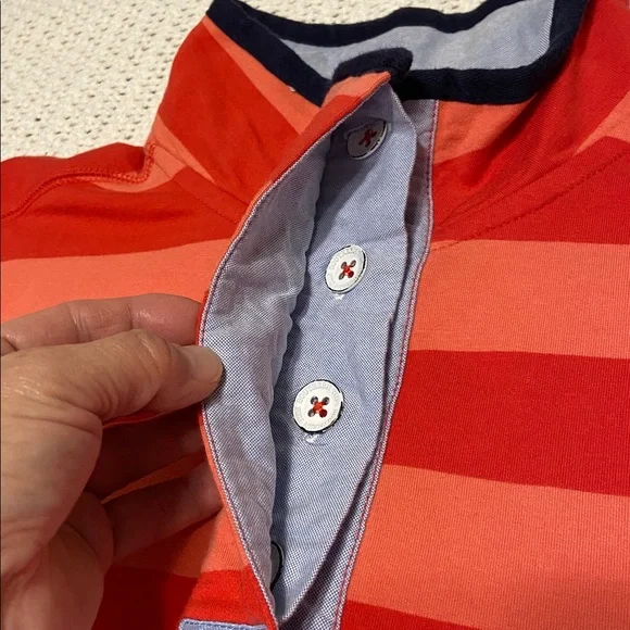 Southern Tide Striped Skiptide Pullover Fire Red Elbow Pads Rugby Size Large - Picture 13 of 15